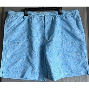 HEYBO Outdoors Shorts Men 3XL Blue Pockets Elastic Waist Fishing Lightweight